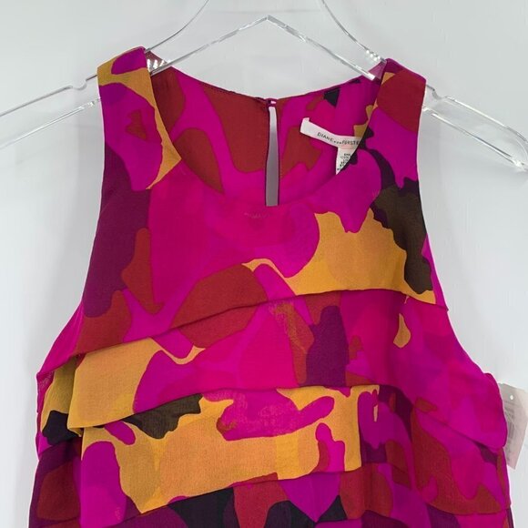 DVF Diane von Furstenberg Benin Berry Snake dress pink tiers a-line shift new 6 - Picture 2 of 5